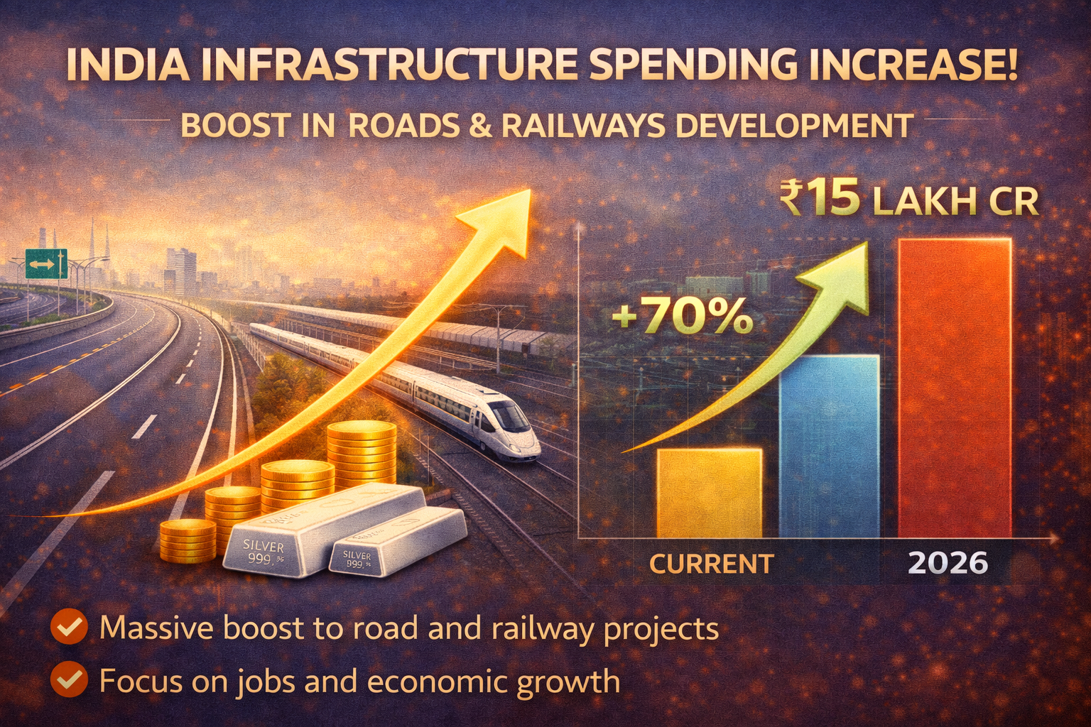 India infrastructure spending increase roads railways development chart